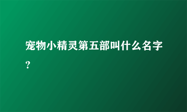 宠物小精灵第五部叫什么名字？