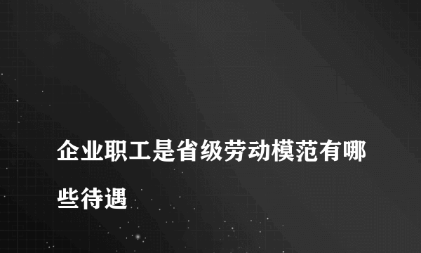 
企业职工是省级劳动模范有哪些待遇
